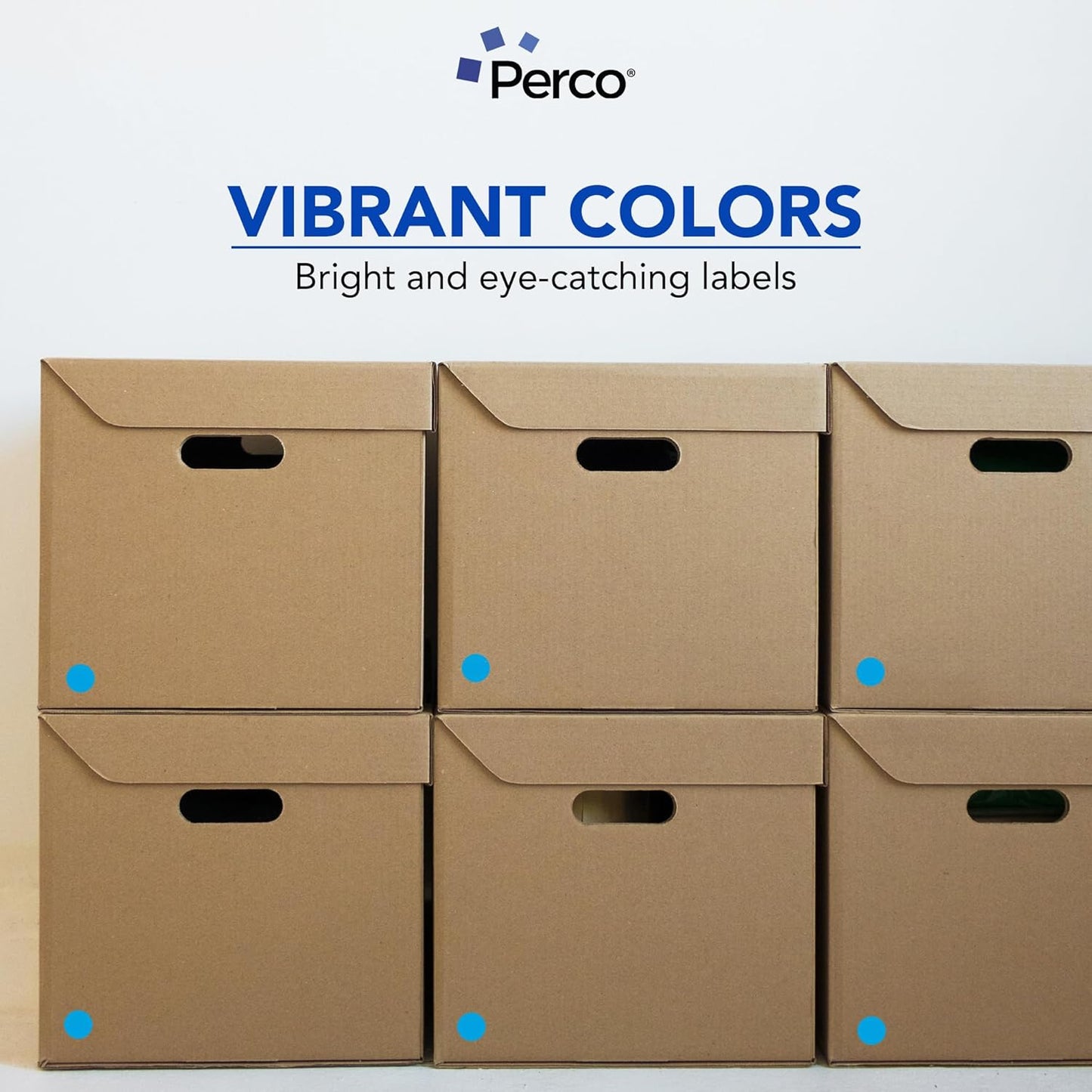 Perco Light Blue 1-Inch Perforated Circle Dot Sticker Labels — 10 Rolls, 10,000 Round Stickers — with Permanent Adhesive for Inventory Management, Color Coding, Garage Sales, Crafts—Made in USA