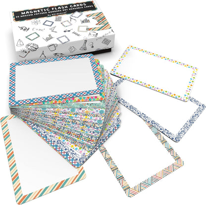 Dry Erase Magnetic Labels 3.7 x 2.8 in, Pattern Borders, Medium Dry Erase Magnets, 20-Pack, Colored Erasable Write-On All-Purpose Labels, for Office, Education, Home, Whiteboard