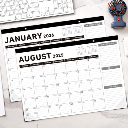 2025-2026 Desk Calendar - Desk Calendar 2025-2026, Jul. 2025 - Dec. 2026, 17"x12" Desktop Calendar with Notes, Corner Protector, Ruled Blocks