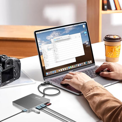 Docking Station External Hard Drive Storage, USB-C Hub + HDD 7-in-1, USB 3.0, SD/TF Card, HDD for Windows, Mac, Android, TV, Phone, Laptop, Desktop, PC (Silver, 1TB+Docking Station)