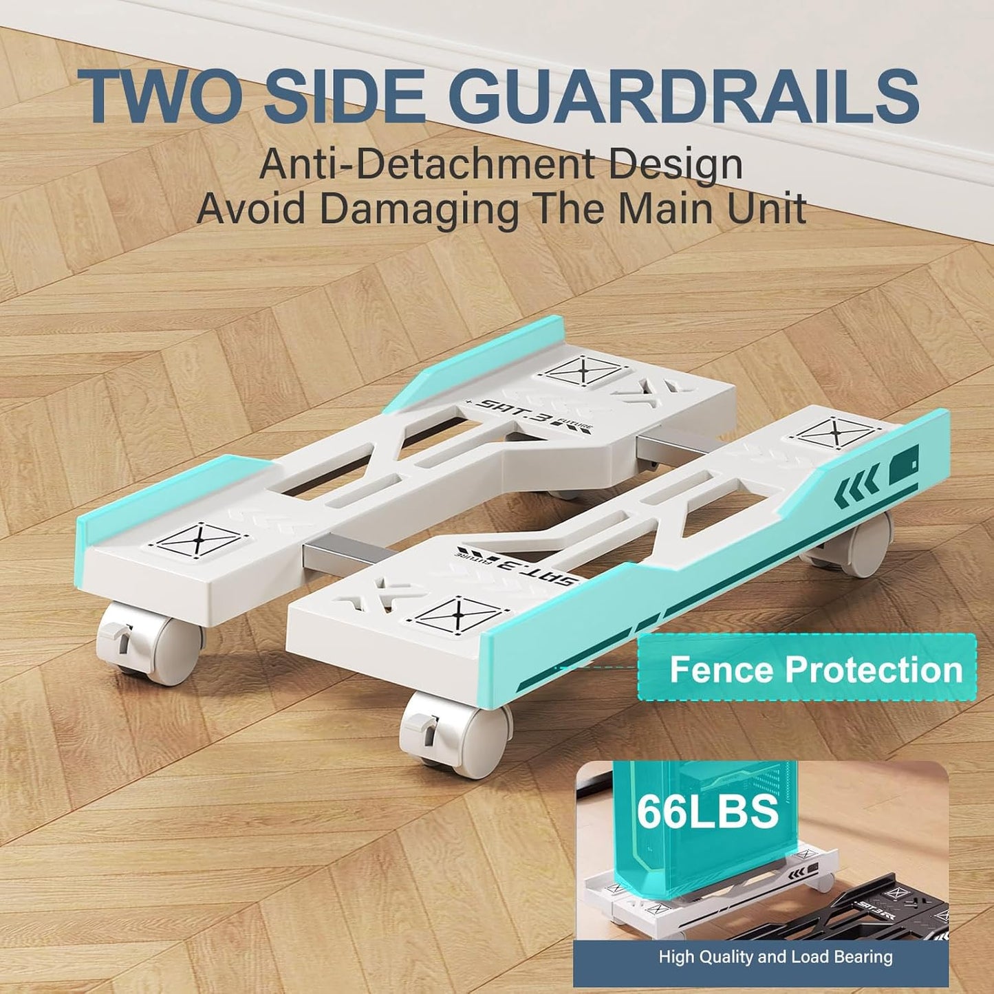 Adjustable Computer Tower Stand, Mobile PC Stand for Floor with 4 Locking Caster Wheels Fits Most PC, Under Desk CPU Holder for Office, Gamers and Students (White)