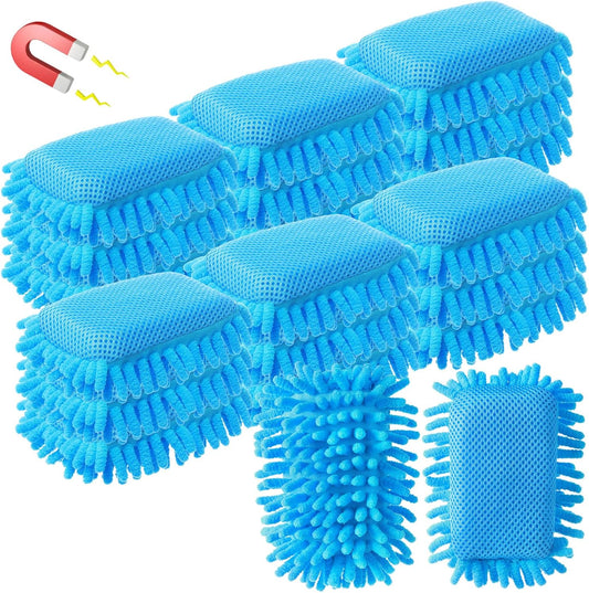 Sherr 18 Pcs Microfiber Shag Magnetic Dry Erase Erasers Washable School Whiteboard Eraser Bulk Colorful White Board Eraser for Chalk Markers Home Classroom Office (Blue)