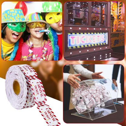 TaoBary 2 Rolls 1000 Pcs Free Drink Ticket Roll Raffle Party Tickets for Events Wedding and Parties(Carnival)