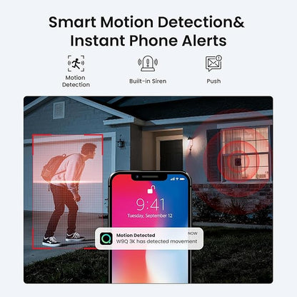Window Security Camera 3MP 2K, Indoor WiFi Cameras 2.4GHz/5GHz with Colorvue AI Color Night Vision, Person Detection with Auto-Focus, 24/7 Recording Compatible with Alexa & Google Home