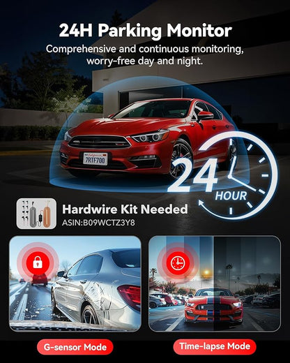 REDTIGER 4K Dash Cam Front and Rear, STARVIS 2 Sensor, 64GB Card Included, 4K/2.5K+1080P Dual Dash Camera for Cars Built-in WiFi GPS, 3.18 Inch IPS Screen, 170° Wide Angle, Parking Monitor (F7N Pro)