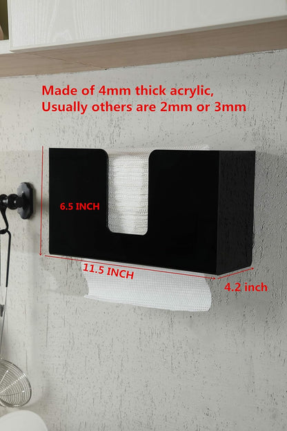 IEEK Paper Towel Dispenser Wall Mount Acrylic Paper Towel Holder for Bathroom Office and Kitchen,Hand Towel Dispenser Fits Multi-Fold Paper Towel,C-Fold, Zfold,Tri fold Paper Towels,Black
