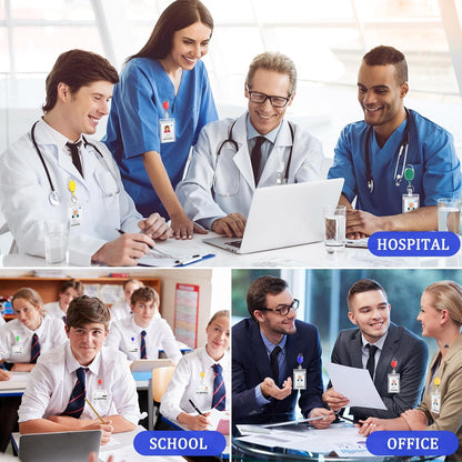 Yaomiao 120 Pack Retractable Badge Holder Reel with Clips Heavy Duty ID Card Holder Reels Bulk with Key Ring for Office Worker Doctor Nurse Employee School Students (Mixed Colors)