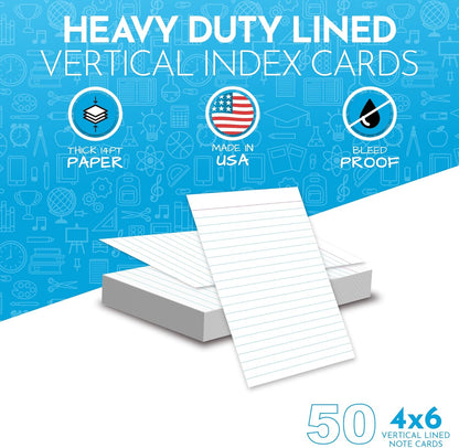 Home Advantage Vertically Ruled White Mini Index Cards, Note Cards (4x6)