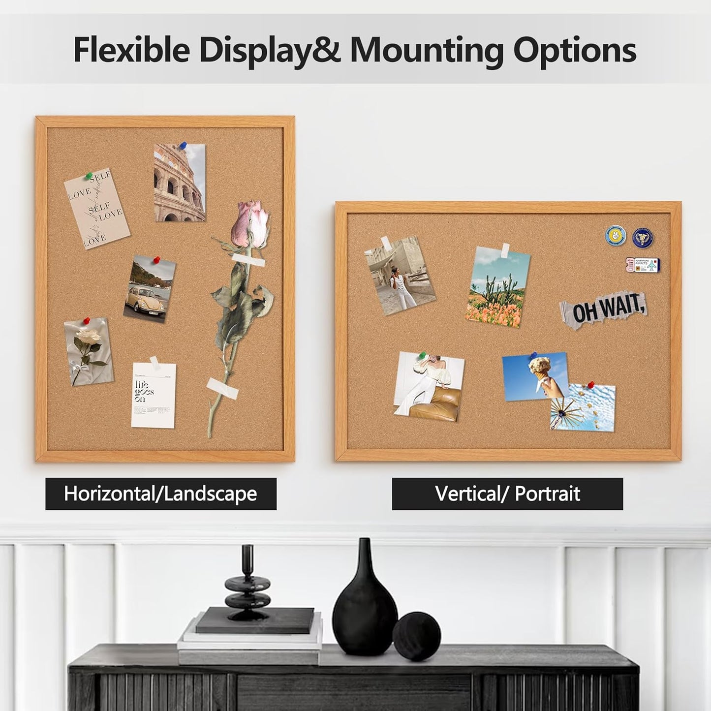 Board2by 2 Pack Cork Board Bulletin Board 30" x 42", Oak Framed 4x3 Corkboard, Office Board for Wall Decor, Large Wall Mounted Notice Pin Board with 30 Push Pins for School, Home & Office