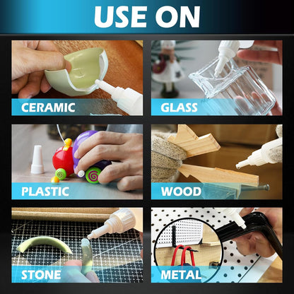 Super Glue Liquid, Instant Clear Cyanoacrylate Thin Viscosity Adhesive, Food Safe CA Glue for Shoe Sole Repair Leather Ceramic Plastic Glass Metal Wood Aquarium Porcelain Rubber Pottery Model Craft
