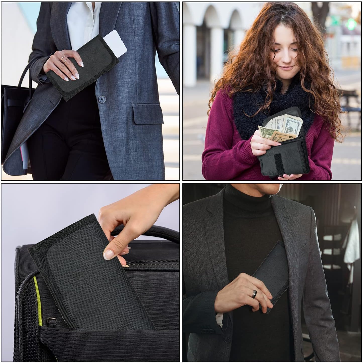 VOCHIC Money Wallet, Money Organizer for Cash with 6 Zippered Pocket Multipack Money Pouch, Cash Bill Organizer, Money Bag Small Travel Money Holder for Budgeting, Receipt and Tips (Black)