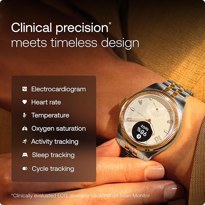 WITHINGS Scanwatch Nova Brilliant - Health Hybrid Smart Watch for Men & Women - SPO2, Temperature Monitoring, Sleep, Respiratory Health, Cycle Monitoring, 30-Day Battery Life, Apple iOS/Android