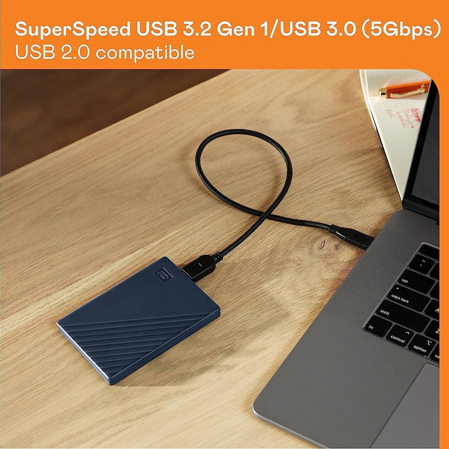 WD 2TB My Passport for Mac, Navy, Portable External Hard Drive with backup software and password protection, USB 3.1/USB 3.0 compatible - WDBA2D0020BBL-WESN