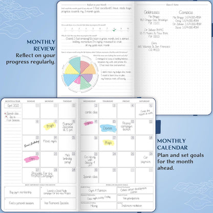 Legend Planner Hourly Schedule Edition – Deluxe Weekly & Daily Organizer with Time Slots. Time Management Appointment Book Journal for Work & Personal Life, Undated, A5 Hardcover – Blue Debossed