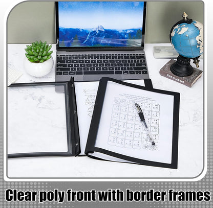 Teling 36 Pcs Report Covers with 3 Prong Fasteners Clear Front Presentation Folders Frame View Poly Report Folder Presentation Binder for Paper Document School Office(Black)