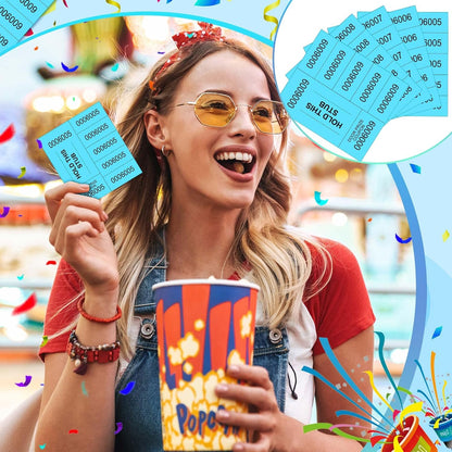 Kosiz 1000 Sheets 5 Bid Raffle Ticket Sheets Chinese Auction Tickets Numbers for Basket Events and Silent Auctions (Lake Blue)