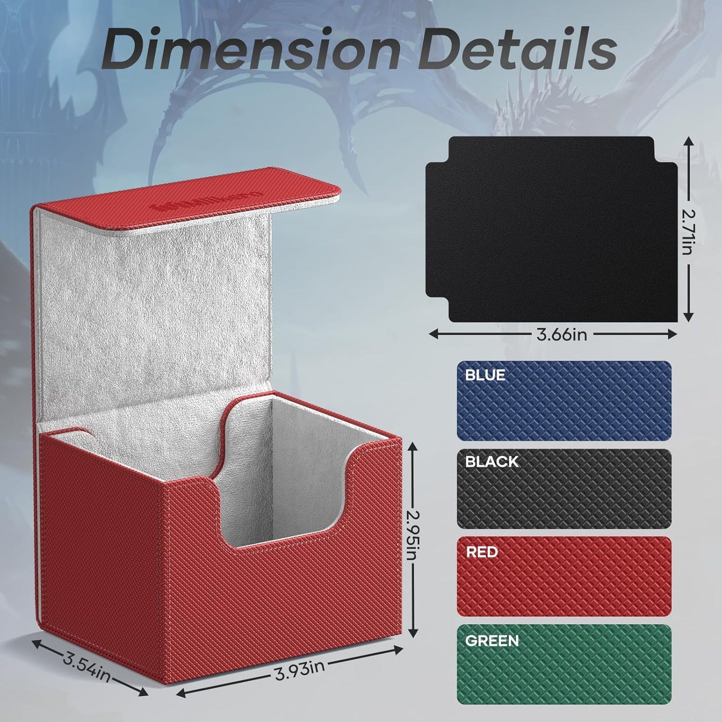 Mlikero Card Deck Box, Commander Deck Box Holds 100+ Double-Sleeved Cards with Divider, Leather Magnetic Closure Card Box Fit for MTG, TCG (Red)