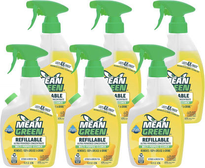 Mean Green Refillable Ultra Powered CONCENTRATE Multi-Purpose Cleaner, Citrus & Green Tea, 14.3 Ounce, 6 Pack