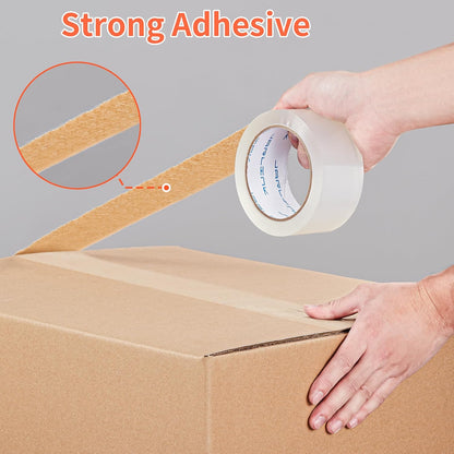JARLINK 12 Rolls Clear Packing Tape with 2 Dispensers, Heavy Duty Packaging Tape Refills for Shipping Packaging Mailing, 2.8mil Thicker, 1.88 inches Wide, 55 Yards Per Roll, 660 Total Yards