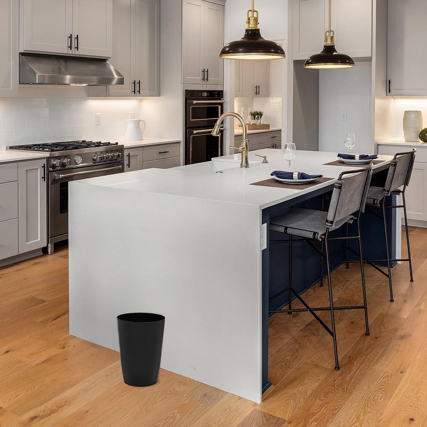 HOLDN’ STORAGE Small Trash Can - 1.58 Gallon Open Top Waste Bin, Compact Waste Can Perfect for Bathroom, Kitchen, Office, Dorm - Durable Garbage Can - Glossy Black