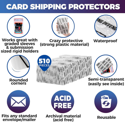Card Protectors Trading Cards Shipping Supplies, 510-Pack 4'' x 6'' Graded Card Sleeves for Mailing Inserts, Plastic Semi Rigid Card Holder Better Than Corrugated Cardboard Sheets