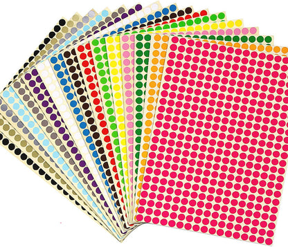 JANYUN 26656 Pieces Colored Dot Stickers, 1/4" Small Color Labels Coding Circle Round Coding Dot Labels Stickers 20 Colors for Office, Classroom