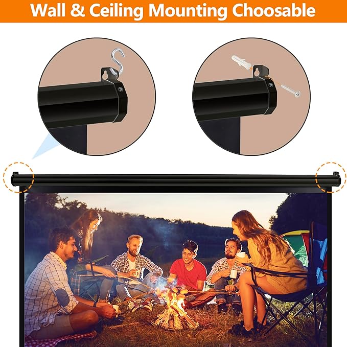 SUPER DEAL 72'' 4:3 HD Projection Screen Foldable Anti-Crease Portable Projector Movie Screen Manual Pull Down for Home Theater Presentation Education Outdoor Indoor Public Display, Black