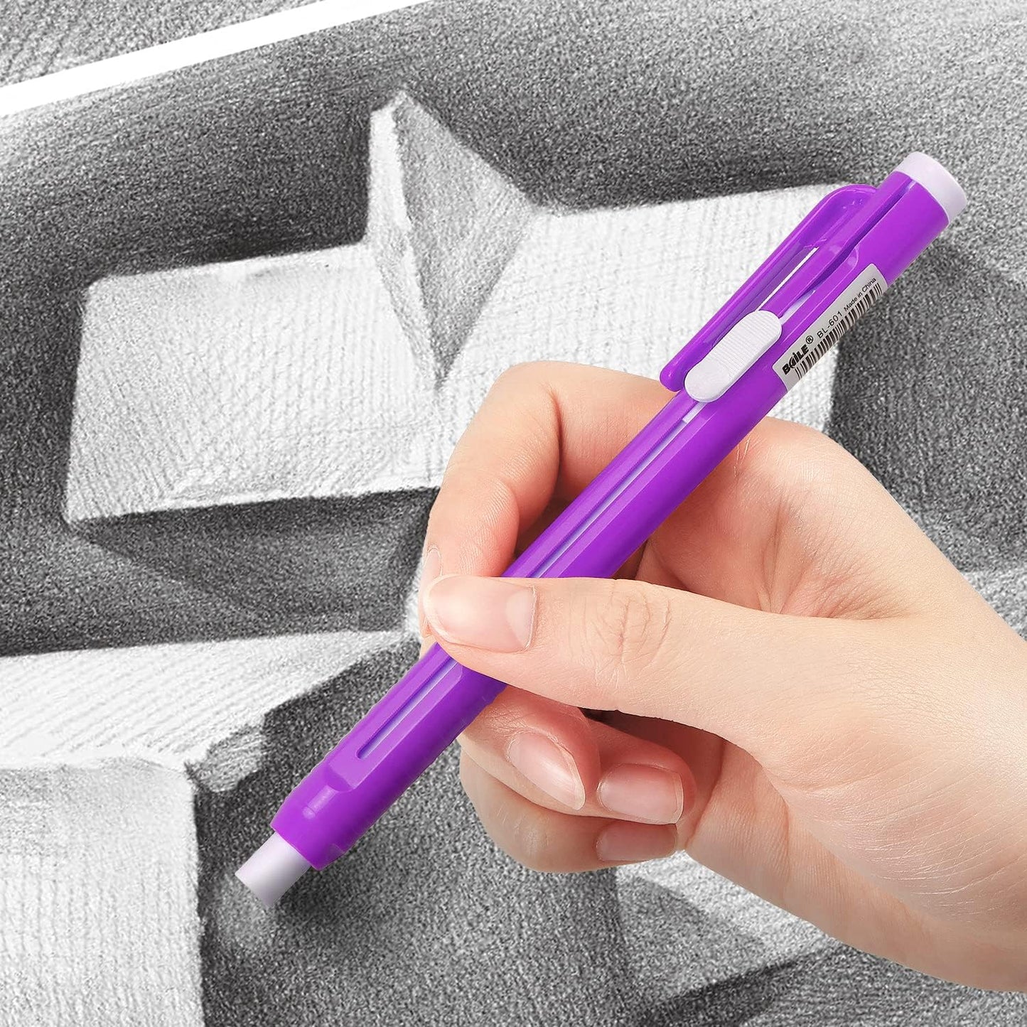 Retractable Mechanical Eraser Pen, Pen-Style Erasers Assorted Color, 5 Pack