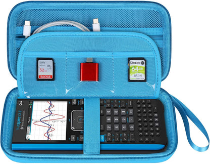 BOVKE Calculator Case for Texas Instruments TI-Nspire CX II CAS/CX II/CX CAS/CX Color Graphing Calculator and More - Extra Mesh Pocket for USB Cables and Other Accessories, Blue