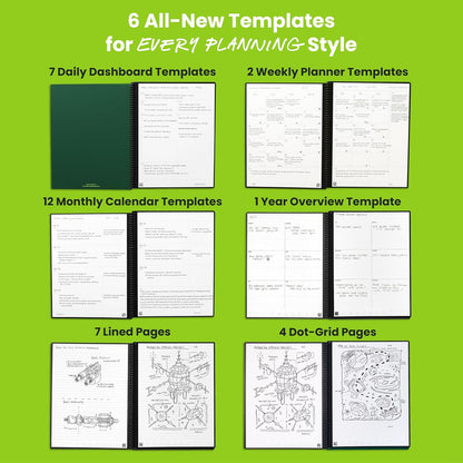 Rocketbook Flex Planner, Reusable Undated Smart, Letter Size 8.5x11 in Teal – Daily, Weekly, Monthly, Annual Calendar, Tasks, Goals, Scheduling, Productivity, App Connected, Erasable, Durable Cover