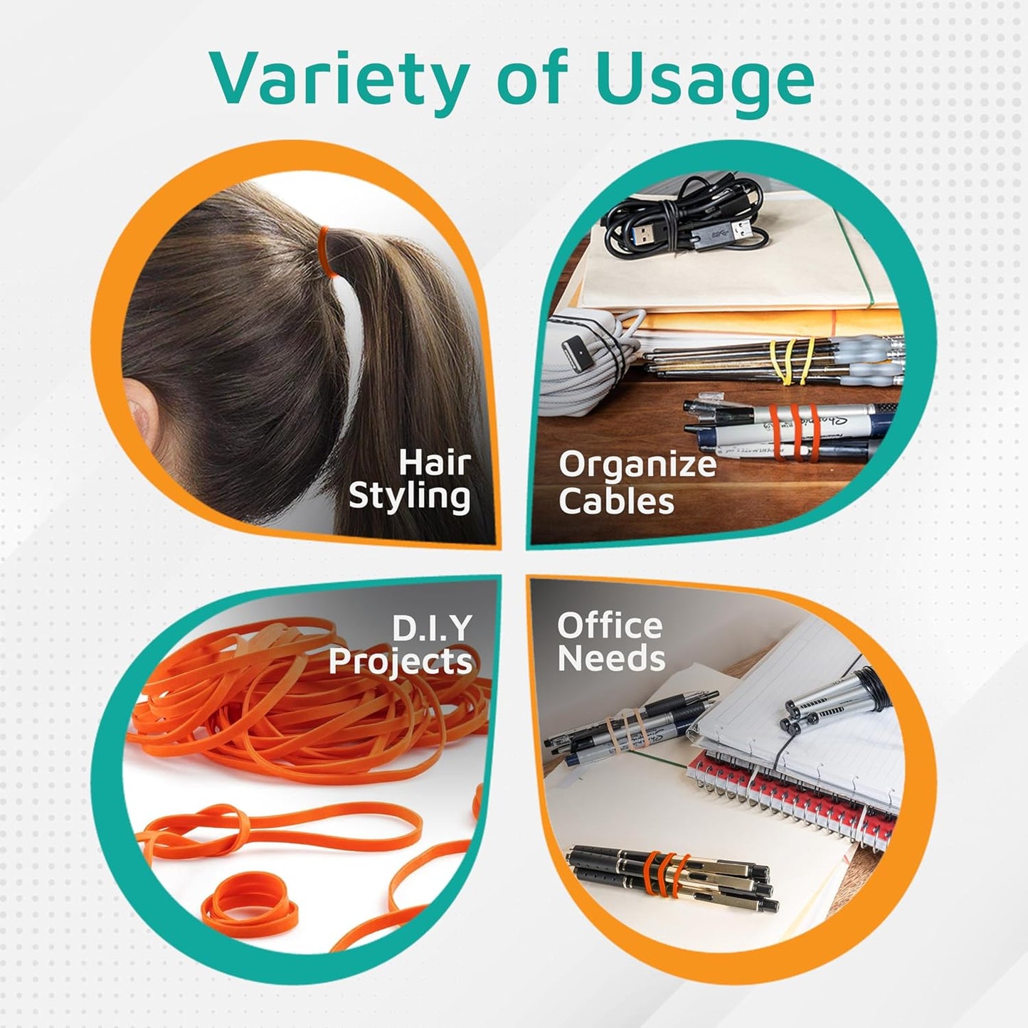 PlasticMill Orange Rubber Bands Size 33 (3 1/2" x 1/8") - #33 Rubber Bands Office Supplies - Strong, Elastic Bands for Crafts, Balloon Garland, Cash, File Folders (100-Pack)