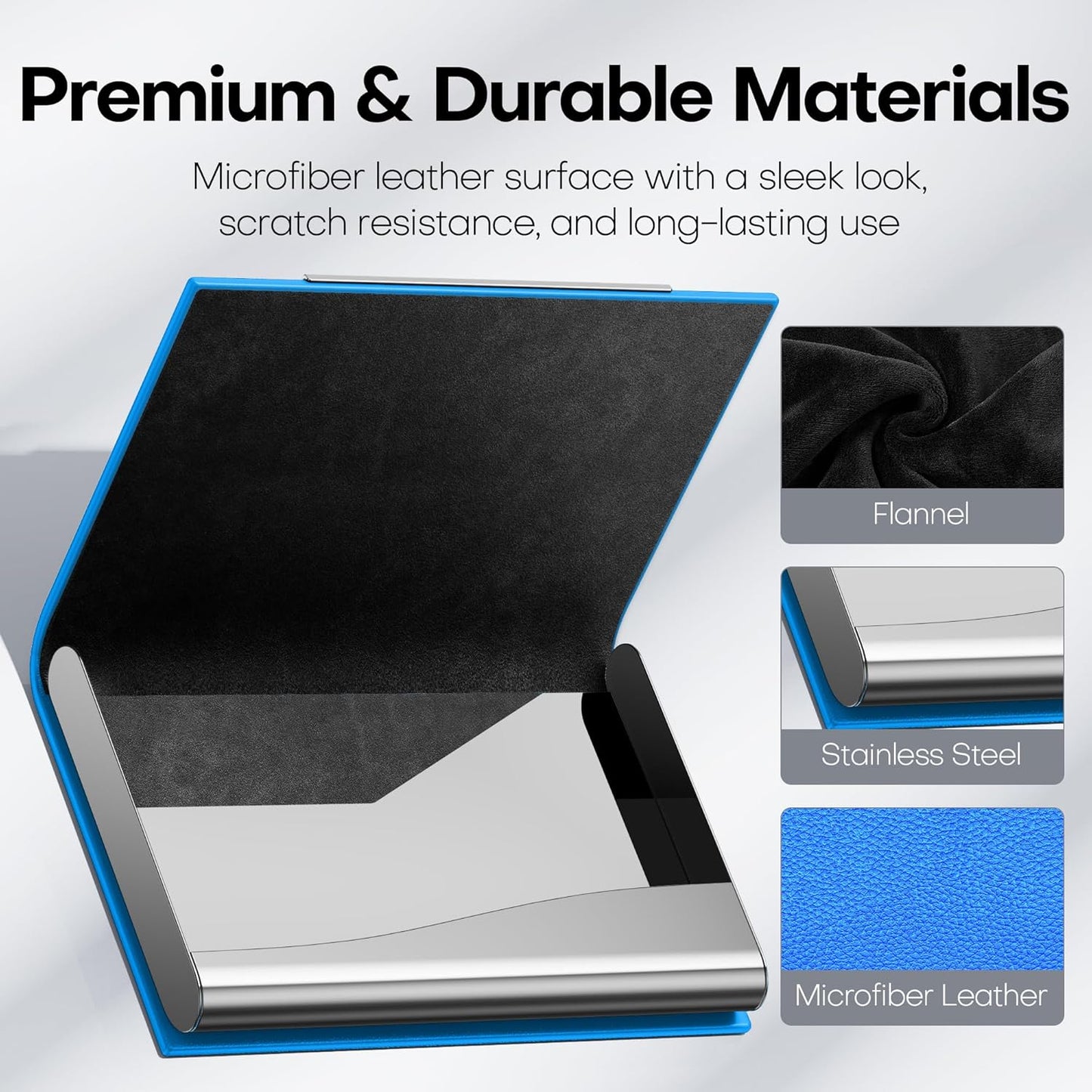 Padike Business Card Holder, Business Card Case Professional PU Leather & Stainless Steel Multi Card Case,Business Card Holder Wallet Credit card ID Case/Holder For Men & Women. (U-Blue)