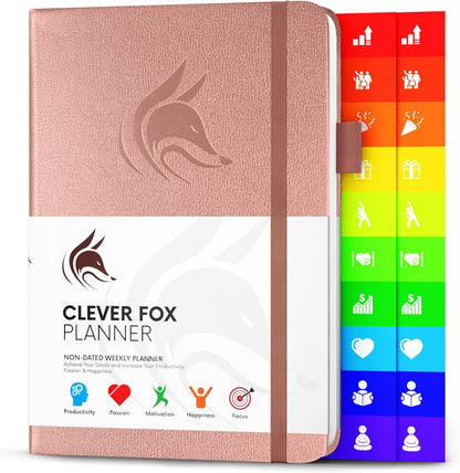 Clever Fox Planner – Undated Weekly & Monthly Planner for Productivity, Time Management & Goals – Organizer Journal – A5 (Rose Gold)