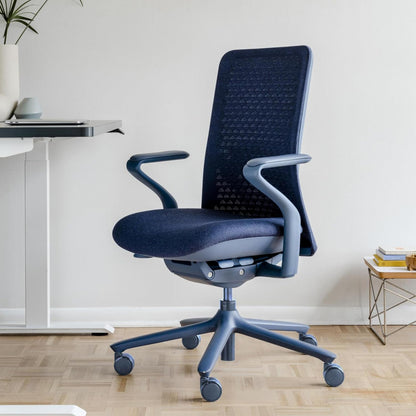 Branch Verve Chair - High Performance Executive Office Chair with Contoured Seat Back and Adjustable Lumbar Rest - High Density Foam Cushion with Aluminum Base - Up to 275 lbs - Cobalt
