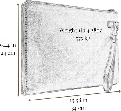 Time Resistance Leather Clutch for Men Organizer Wrist Bag Briefcase Handmade in Italy