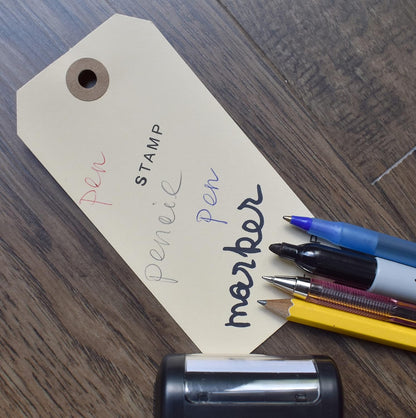 Tags with Elastic String Attached - #5, 4 3/4" x 2 3/8" Box of 200 Manila Paper Label Tags with Elastic Loop and Reinforced Hole