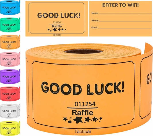 Tacticai 250 Raffle Tickets, Orange (1 of 8 Colors), Raffle Cards, Entry Form with Name, Phone & Email for Events, Fundraiser & Prizes
