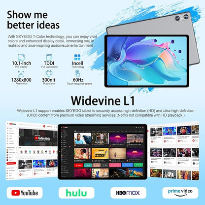2025 Android 15 Tablet with Keyboard, 10.1 Inch Tablets FHD Display 30GB RAM 64GB ROM 1TB Expand, Octa-Core 2.0GHz, Widevine L1, 6000mAh Battery, 5G WiFi & GPS, Gemini AI, 2-in-1 Tableta PC - Gray
