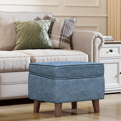 Foot Rest with Adjustable Cover, Storage Ottoman Dorm, Footstool and Sitting Stool, Ottoman Foot Stools for Living Room, Bedroom, Dorm, Blue