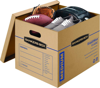 Bankers Box Medium Classic Moving Box 20 Pack, Reinforced Handles, Tape-Free Assembly, Box with Lid, 19-in x 14.5-in x 15.5-in (8817202)