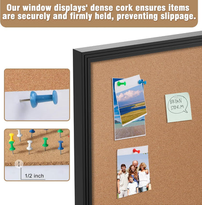 48"x34" Enclosed Bulletin Board, Outdoor Lockable Weather-Resistant Aluminum Cork Noticeboard for School & Office, Black Frame w/Cork