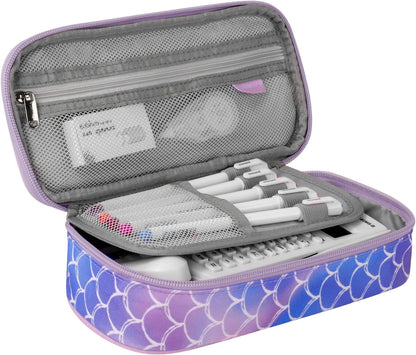 Choco Mocha Mermaid Pencil Case for Girls, Soft Pencil Case Kids Pencils Pouch for Kindergarten Girls,Purple