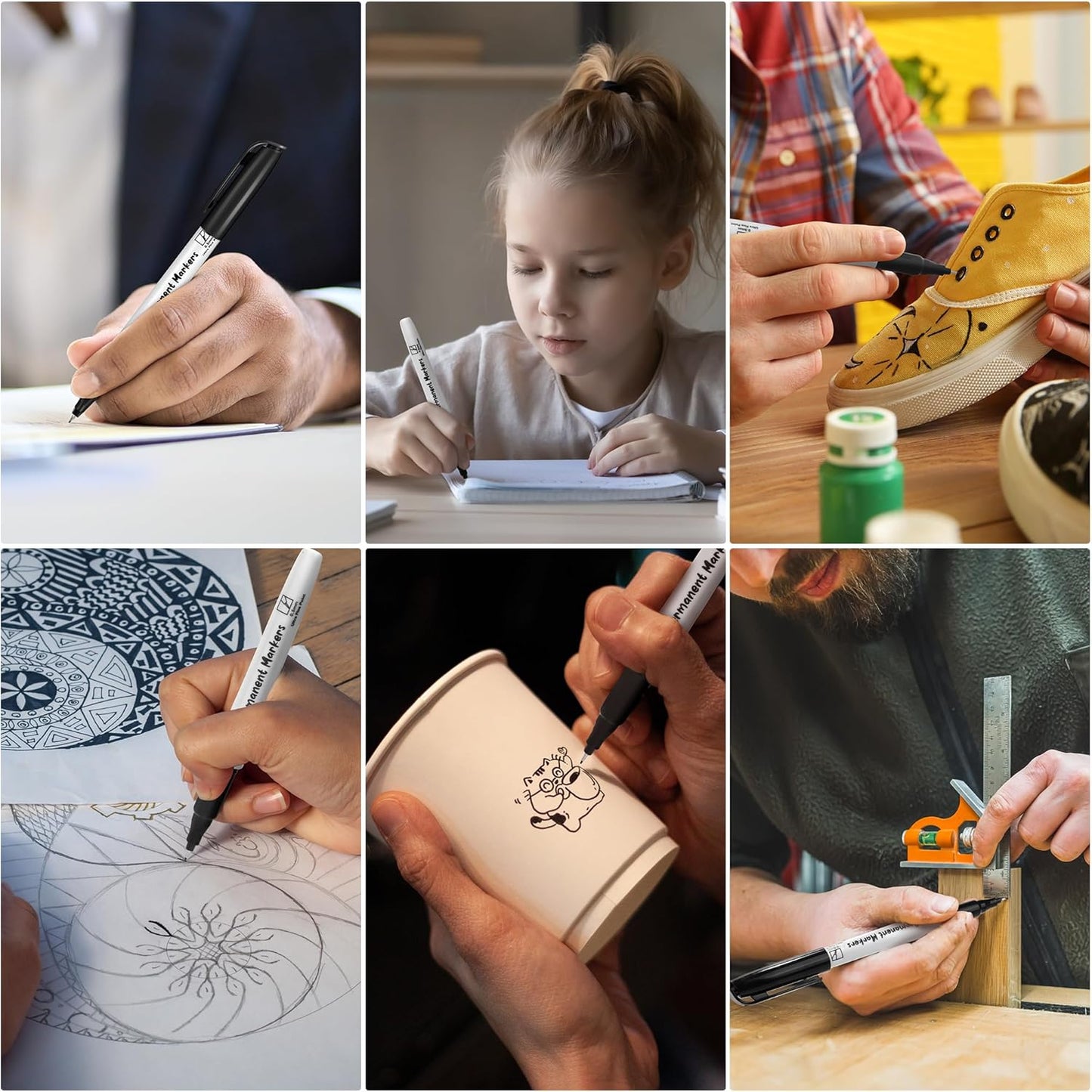 Aodaer 144 Pack Permanent Markers Black 0.5mm Ultra Fine Point Markers, Waterproof, Quick-drying, Smooth Writing Markers for Home Office School Supplies, Works on Wood, Plastic, Metal