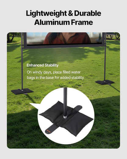 VEVOR Projector Screen with Stand, 80 Inch 160° Wide Angle Indoor Outdoor Projection Screen, 16:9 4K HD Wrinkleless Portable Dual-Stand Screens with Carry Bag, for Movie Home Theater Presentation