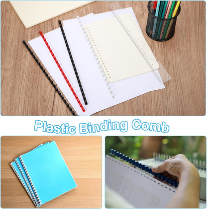 PATIKIL 22mm (7/8") Plastic Binding Combs, 50 Pcs 21 Rings Comb Binding Spines 190 Sheet Capacity Letter Size for Binding Paper Sheets Notebook Calendar Picture Album, Blue