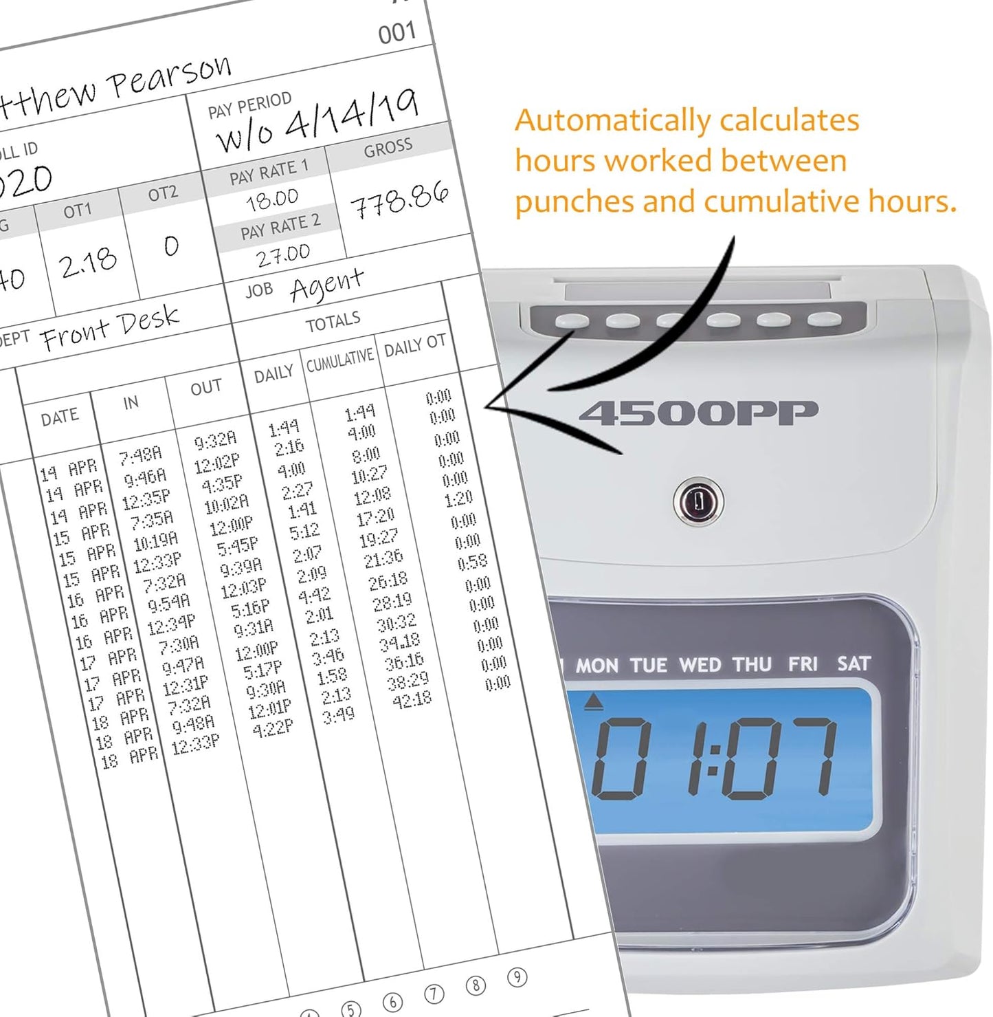 Nile Products - Authorized Time Cards for Nile Products 4500PP Compatible [ 4500PP10 ] Electronic Time Clock, Double Sided Time Sheets (3.37 x 7.37 Inches) - 100 Time Cards Per Package