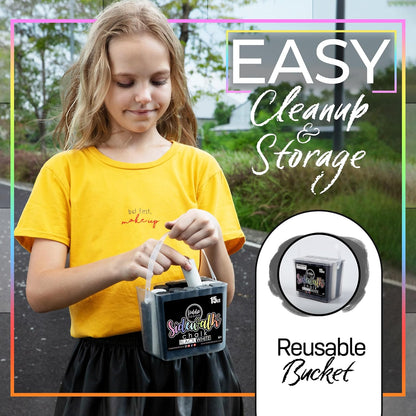 Loddie Doddie Sidewalk Chalk Jumbo Sticks - 15 Count Bucket, 10 Black & 5 White - Non-Toxic Low-Dust Sticks For Kids & Adults - Outdoor Chalk Bucket For Kids Activities