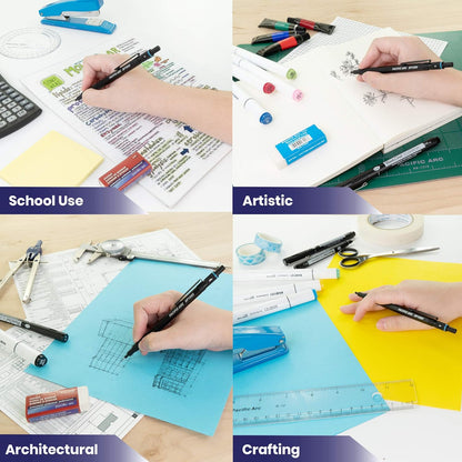 Pacific Arc Chromagraph Metal Mechanical Pencil .5 mm Black Barrel Mechanical Pencil with Built In Lead Pencil Grade Indicator, Lead Pencil Holder for Drafting, Sketching, and Drawing