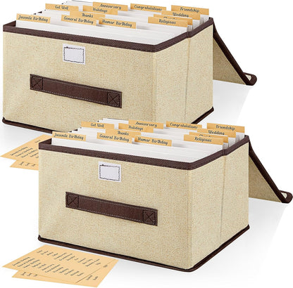Zhanmai 2 Pcs Greeting Card Organizer Greeting Card Storage Box Card Organizer Box with 30 Pcs Dividers Stores 140+ Cards with Self Stick Labels for Storing Cards Envelopes Stickers Photos Notecards