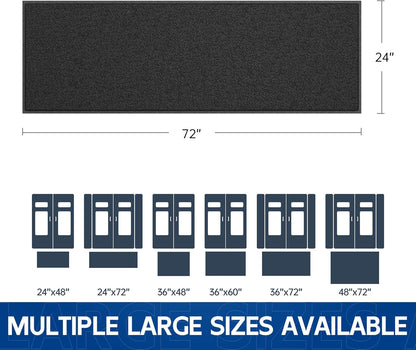 Sturdy Front Door Mat, 72" x 24" Heavy Duty Indoor Outdoor Doormat for Entryway, Fade Resistant, Waterproof Low Profile Entry Mat, Non Slip Welcome Mat for Outside Entrance, Patio, Home